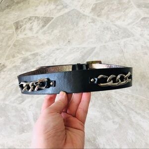 Michael Kors black chain link real leather grunge punk belt size small